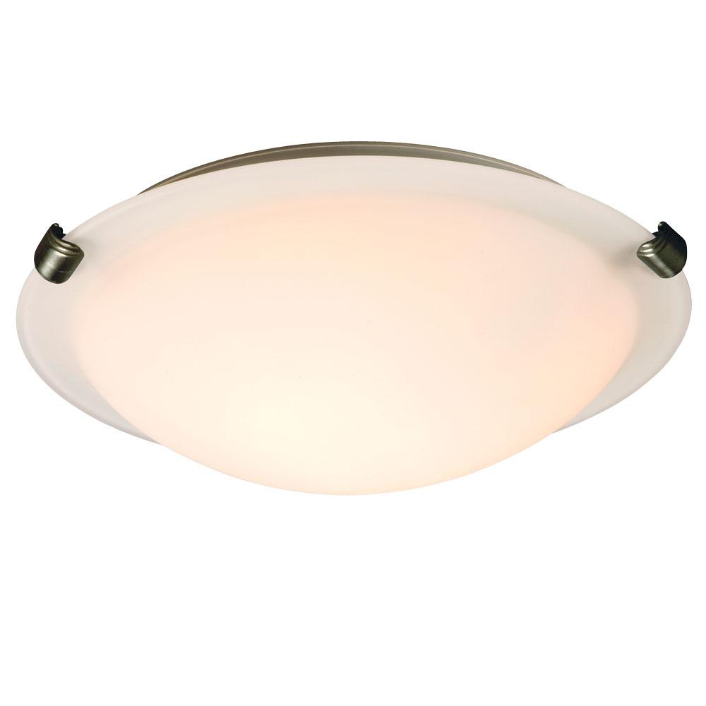 Flush Mount Ceiling Light - in Pewter finish with White Glass