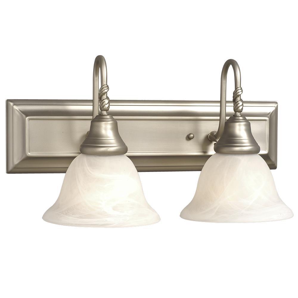 Two Light Vanity - Pewter w/ Frosted Alabaster Glass