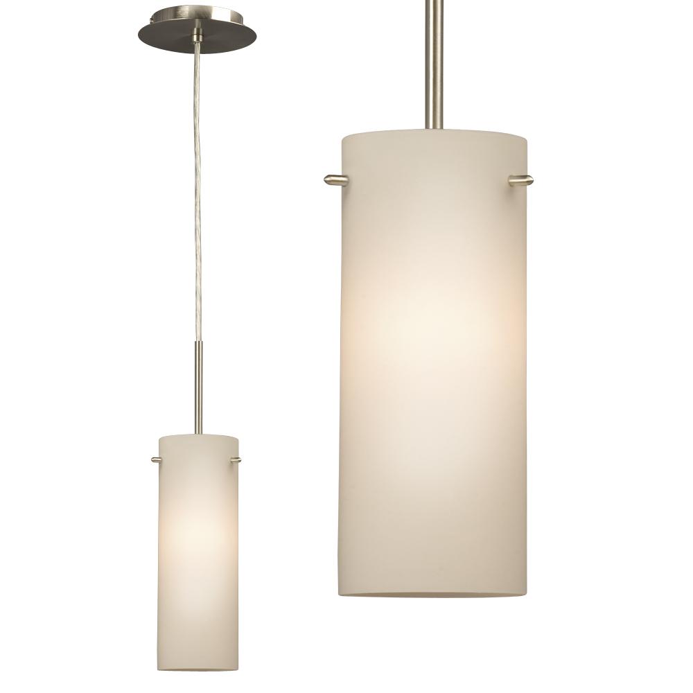 Mini-Pendant - Brushed Nickel with Satin White Glass