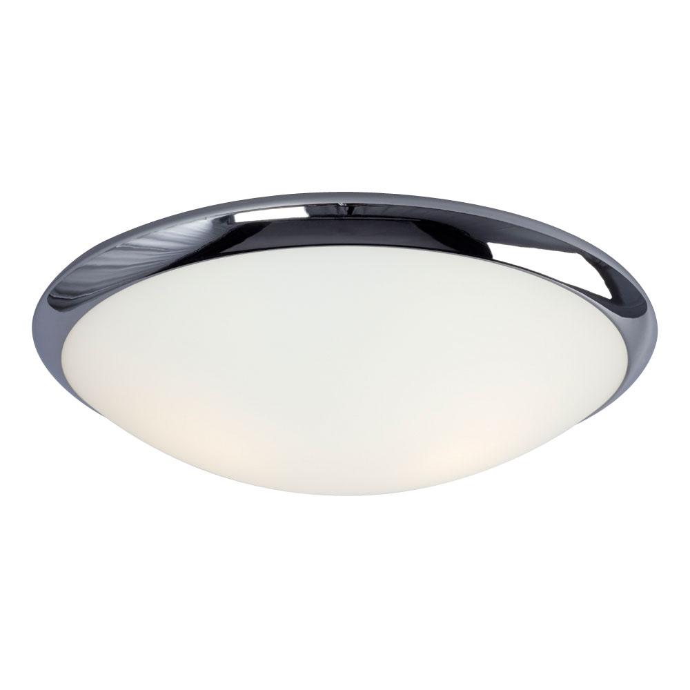Flush Mount Ceiling Light - in Polished Chrome finish with Satin White Glass
