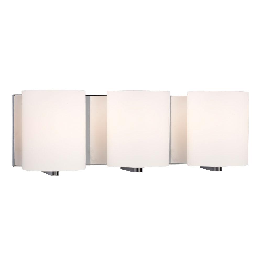 3-Light Bath & Vanity Light - in Polished Chrome finish with Satin White Glass