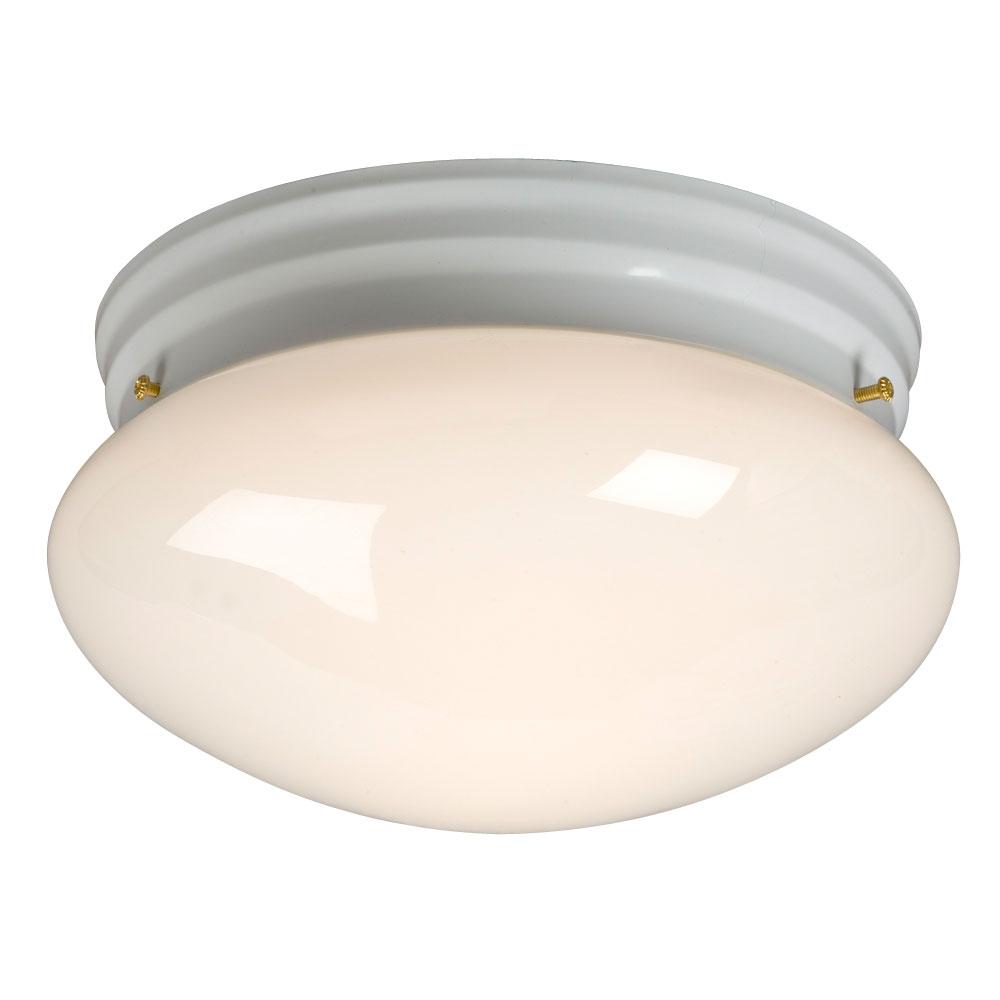 Utility Flush Mount Ceiling Light - in White finish with White Glass