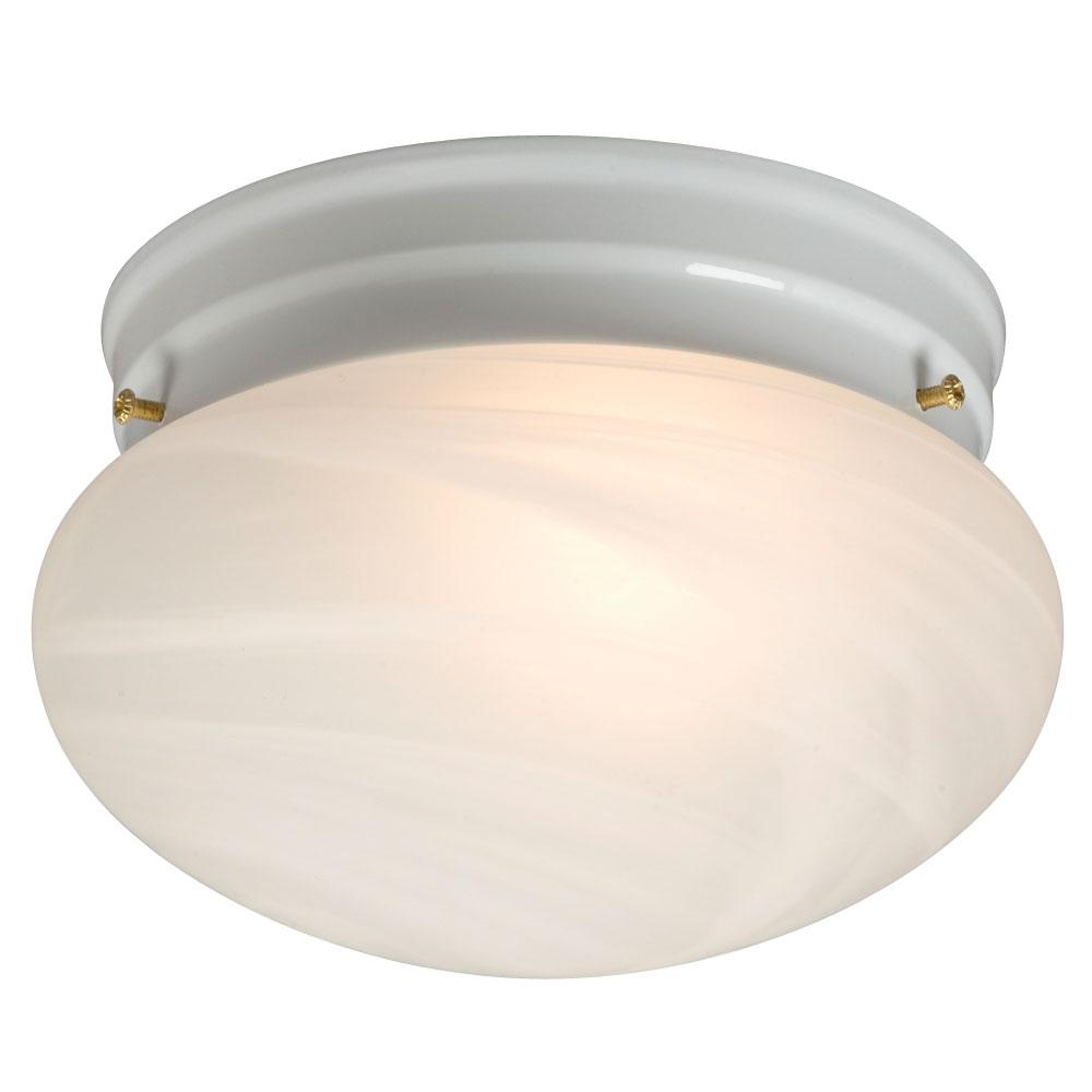 Utility Flush Mount Ceiling Light - in White finish with Marbled Glass