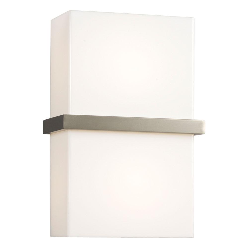 LED Wall Sconce - in Brushed Nickel finish with Satin White Glass