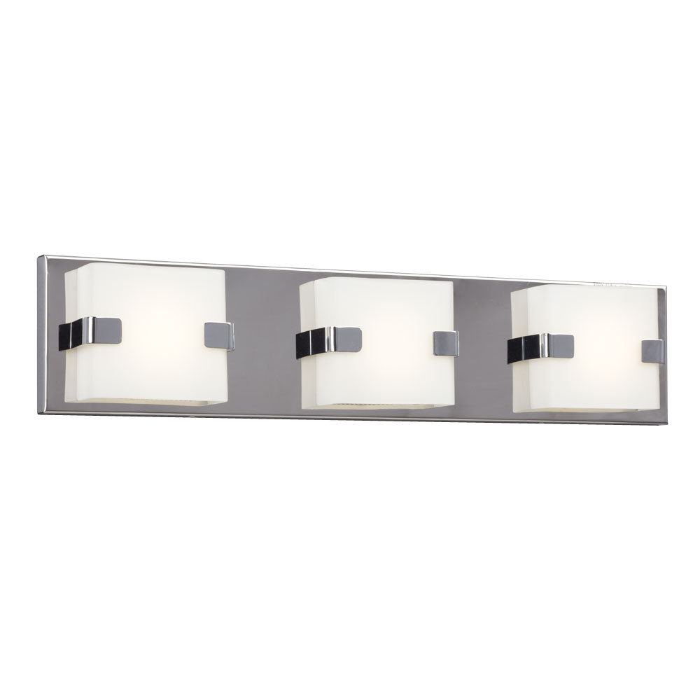 LED Bath & Vanity Light - in Polished Chrome finish with White Glass (Dimmable, 3000K)
