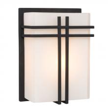 Galaxy Lighting 215640BK 126EB - Wall Sconce - in Black finish with Satin White Glass (Suitable for Indoor or Outdoor Use)