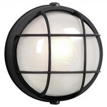 Galaxy Lighting 305011 BLK - Cast Aluminum Marine Light with Guard - Black w/ Frosted Glass