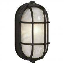 Galaxy Lighting 305014 BLK - Cast Aluminum Marine Light with Guard - Black w/ Frosted Glass
