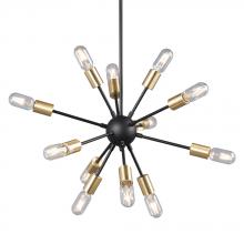 Galaxy Lighting 924721BK/GD - 12-L Pendant BK/GD w/6", 12" & 18" Ext. Rods