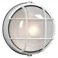 Galaxy Lighting ES305011WH - Outdoor Cast Aluminum Marine Light with Guard - in White finish with Frosted Glass (Wall or Ceiling