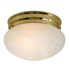 Galaxy Lighting ES810308PB - Utility Flush Mount Ceiling Light - in Polished Brass finish with Marbled Glass