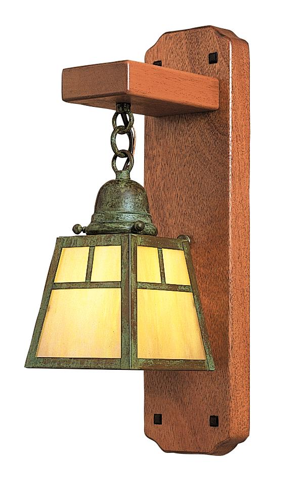 a-line mahogany wood sconce with t-bar overlay