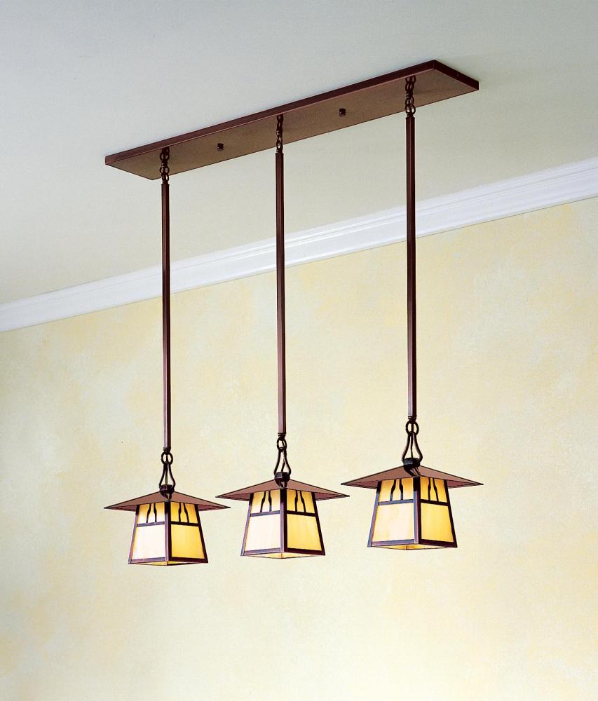 8" carmel 3 light in-line chandelier with bungalow overlay