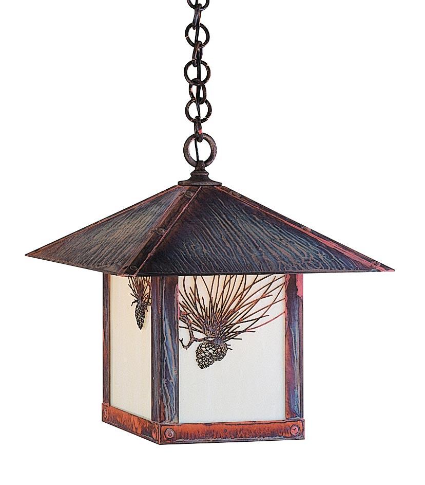 16" evergreen pendant with hummingbird filigree