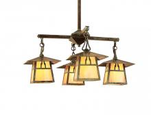 Arroyo Craftsman CCH-8/4BGW-AB - 8" carmel 4 light chandelier with bungalow overlay