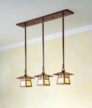 Arroyo Craftsman CICH-8/3HGW-AB - 8" carmel 3 light in-line chandelier with hillcrest overlay