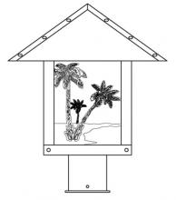 Arroyo Craftsman TRP-12PTAM-BK - 12" timber ridge post mount with palm tree  filigree