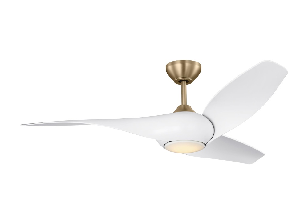 Topan Smart 52 LED Ceiling Fan in Burnished Brass with Matte White Blades and Light Kit