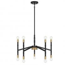 Lighting One US V6-L1-5610-10-143 - Rossi 10-Light Chandelier in Matte Black with Warm Brass Accents