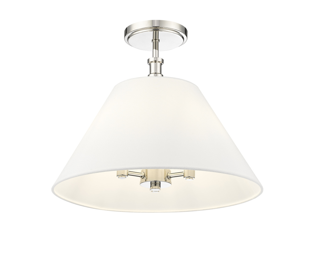Adorra 16" Wide 3-Light Semi Flush - Polished Nickel