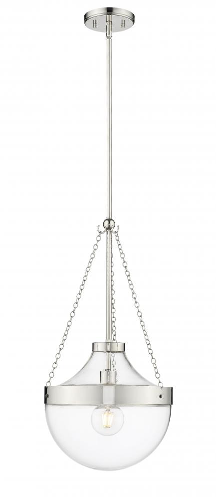 Clarra 1-Light Pendant Light Polished Nickel