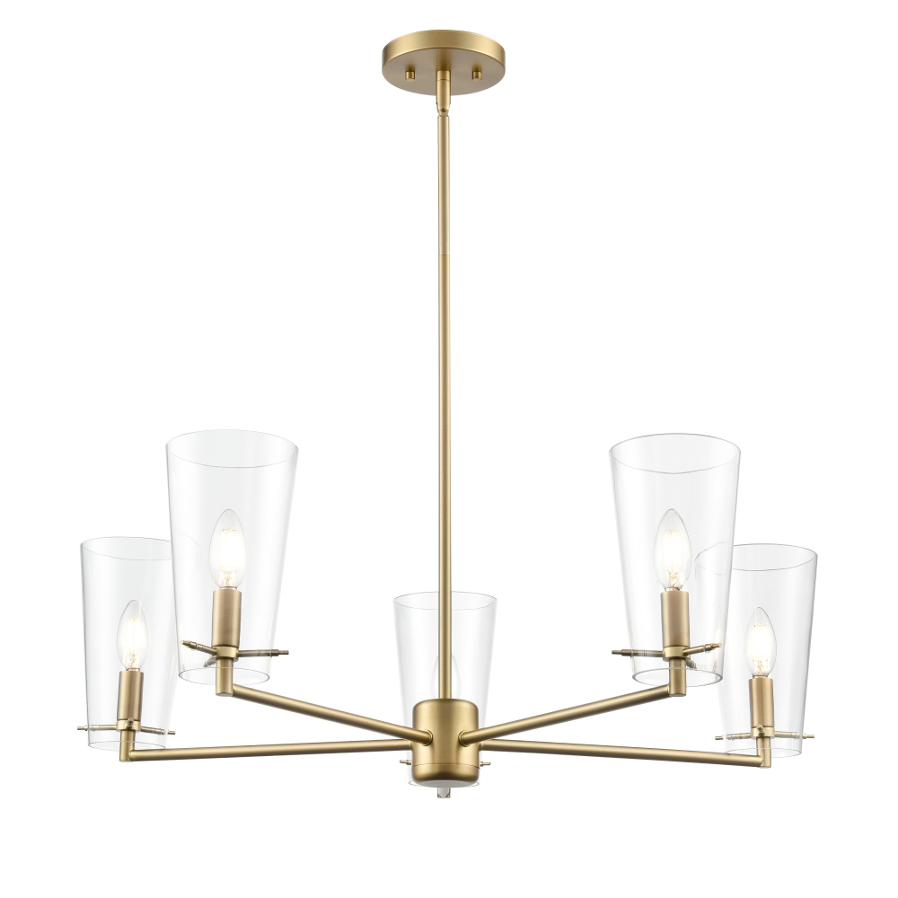 Maccan 31" Wide 5-Light Chandelier - Vintage Brass