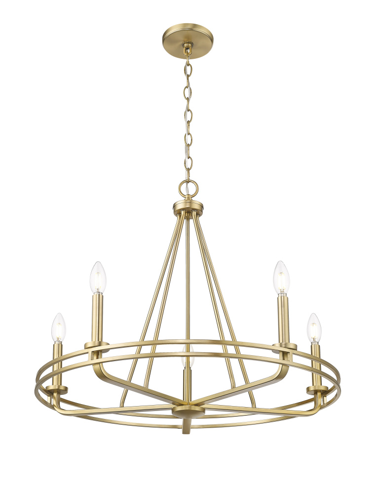 Jody 26.5" Wide 5-Light Chandelier - Vintage Brass