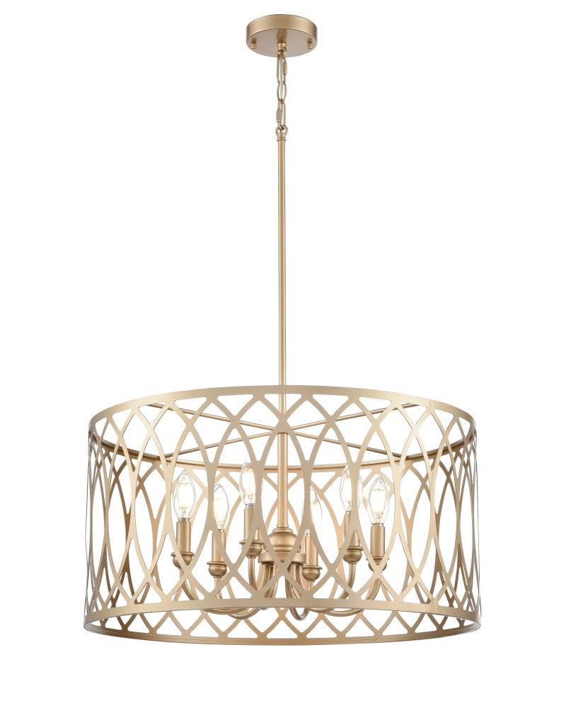 Arelyn 23" Wide 6-Light Pendant - Painted Modern Gold