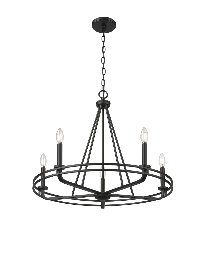 Jody 26.5" Wide 5-Light Chandelier - Matte Black