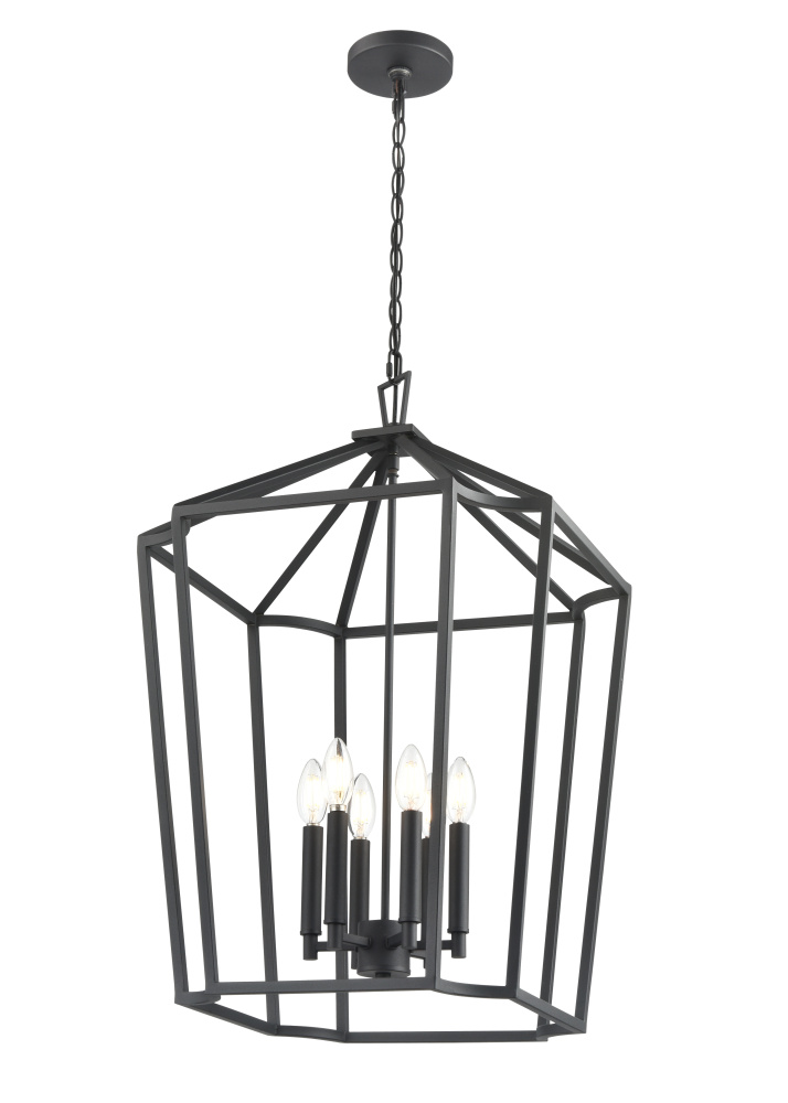 Hylena 18.5" Wide 6-Light Chandelier - Textured Black