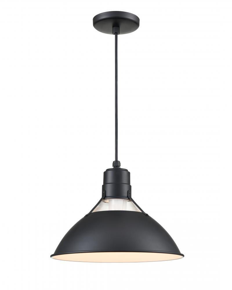 R Series 1-Light Cord Hung Glass Cone Satin Black