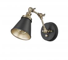 Millennium 12001-MB/VB - Edith 1-Light Swing Arm Sconce Light Matte Black/Vintage Brass