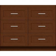 Strasser Woodenwork 23-668 - 42 X 18 X 34.5 Montlake Town Vanity Shaker Pecan Cherry 6 Drw