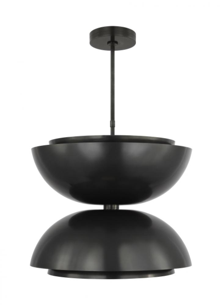 The Shanti X-Large Double 2-Light Damp Rated Integrated Dimmable LED Ceiling Pendant in Dark Bronze