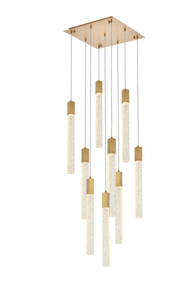 Weston 9 lights pendant in satin gold