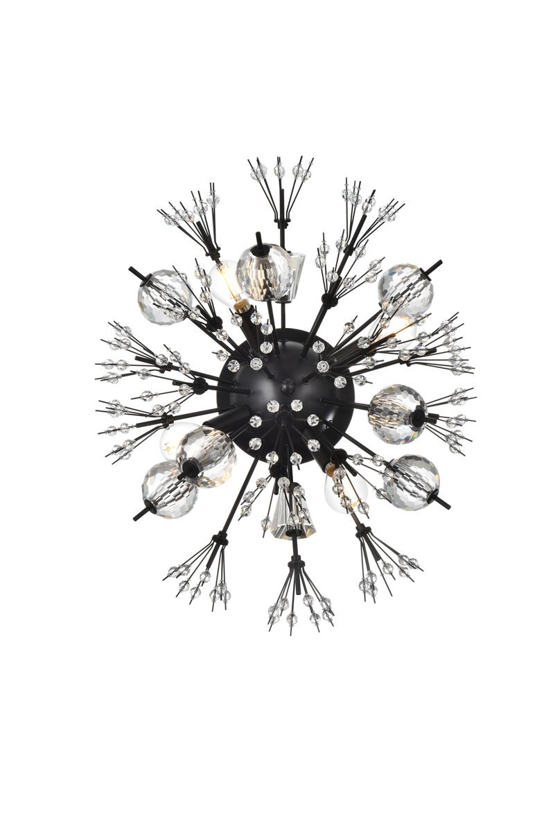 Vera 19 Inch Crystal Starburst Wall Sconce in Black