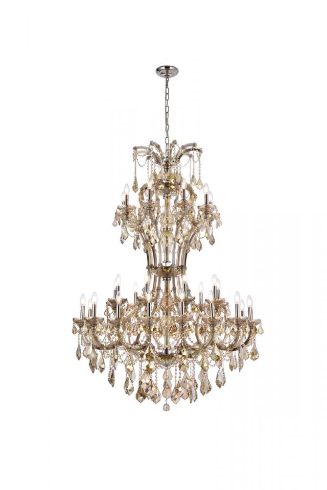 Maria Theresa 36 Light Golden Teak Chandelier Golden Teak (Smoky) Royal Cut Crystal