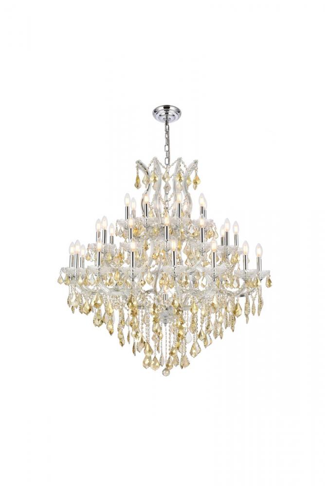 Maria Theresa 37 Light Chrome Chandelier Golden Teak (Smoky) Royal Cut Crystal