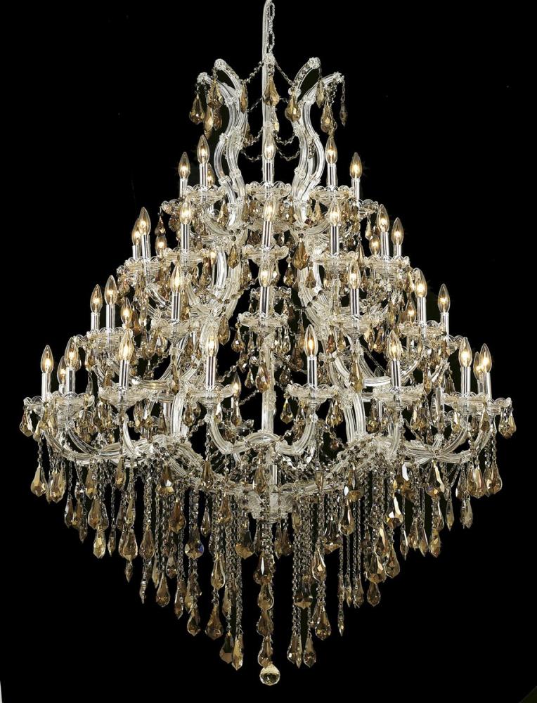 Maria Theresa 49 Light Chrome Chandelier Golden Teak (Smoky) Royal Cut Crystal