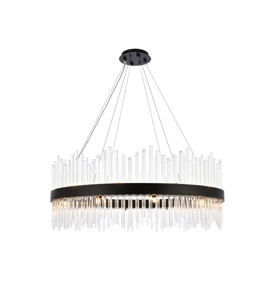 Dallas 36 Inch Round Crystal Pendant in Black