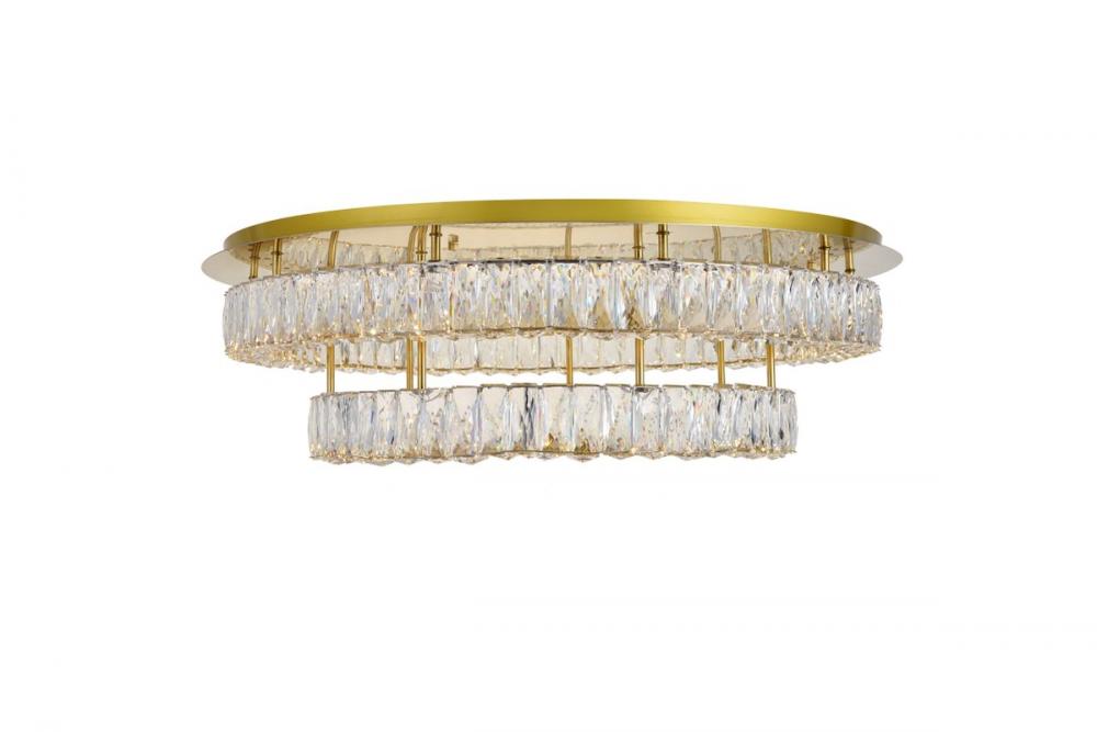 Monroe LED light Gold Flush Mount Clear Royal Cut Crystal