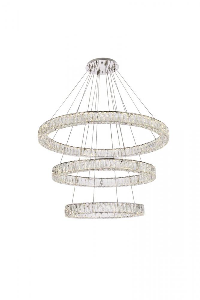 Monroe 41 Inch LED Triple Ring Chandelier in Chrome