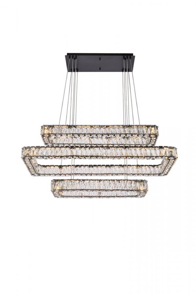 Monroe 42 Inch LED Triple Rectangle Pendant in Black