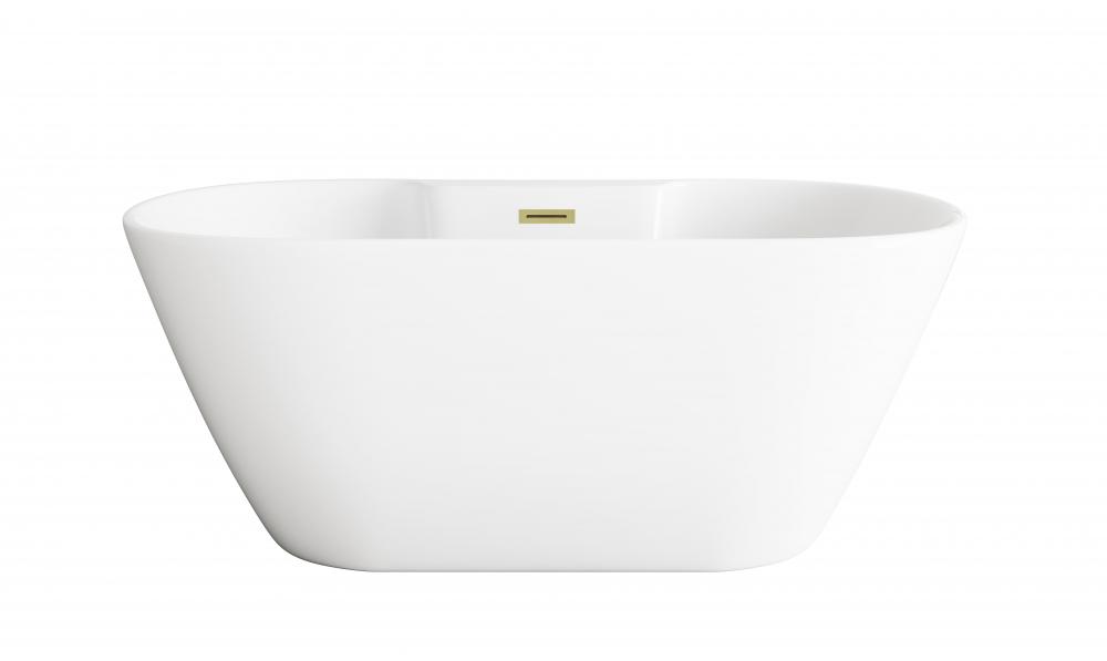 59 inch Bathtub in Glossy White with Brushed Gold Trim