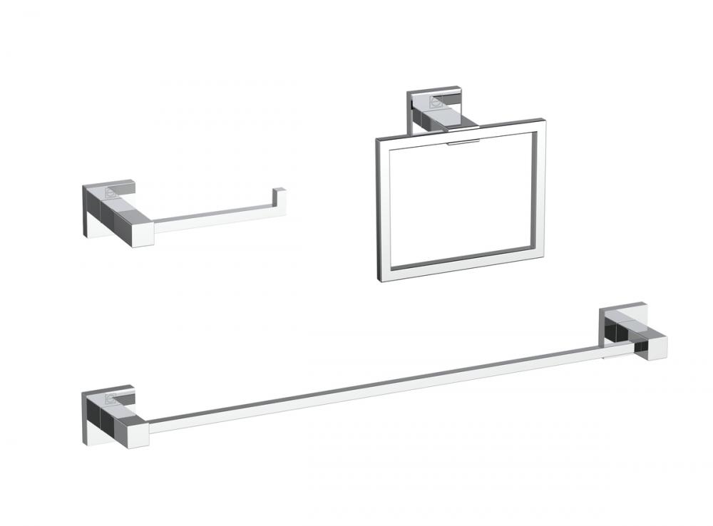 Bathroom hardware set 24"x2.7+6.6"x3.1"+7.8"x5.9 chrome