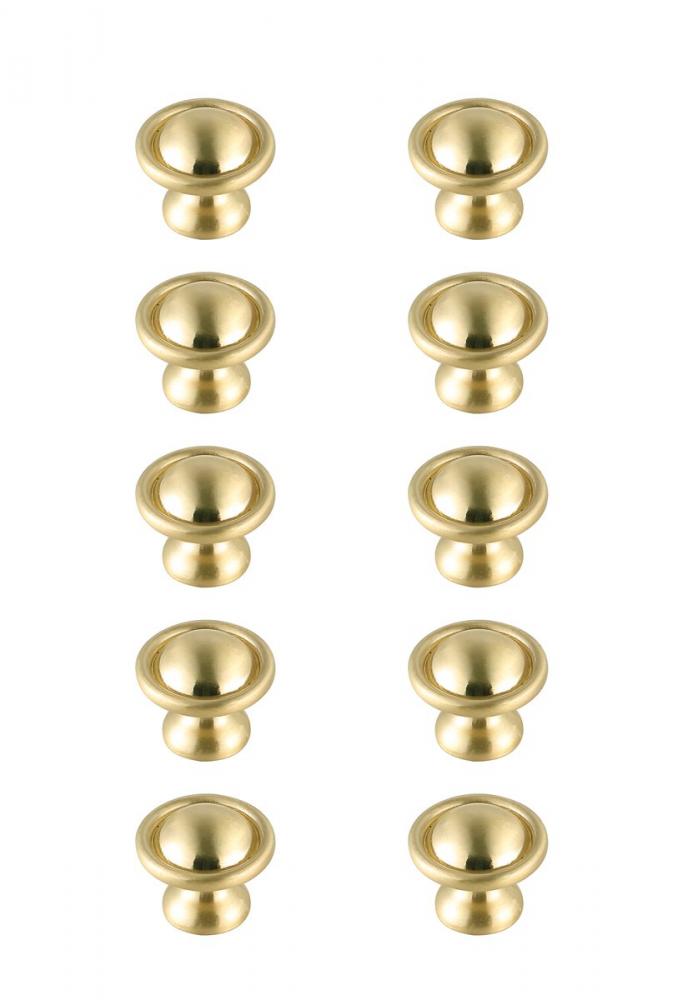 Kadea 1.2" Diameter Brushed Gold Mushroom Knob Multipack (Set of 10)