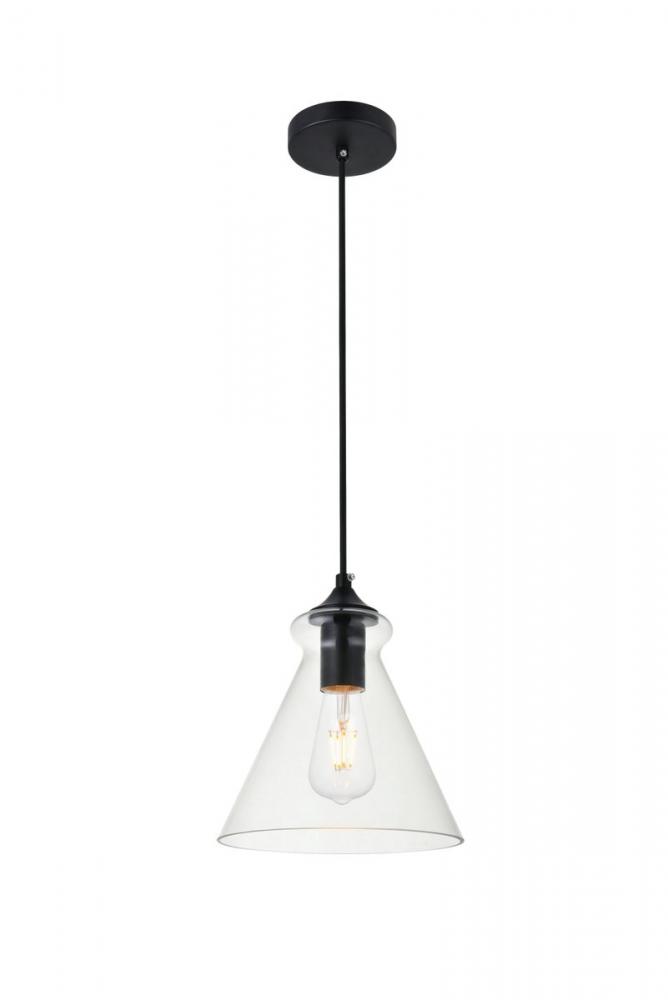 Destry 1 Light Black Pendant with Clear Glass