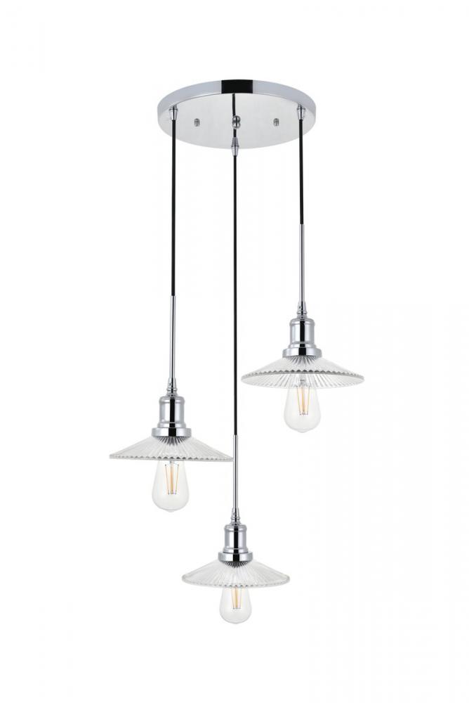 Waltz 3 light chrome Pendant