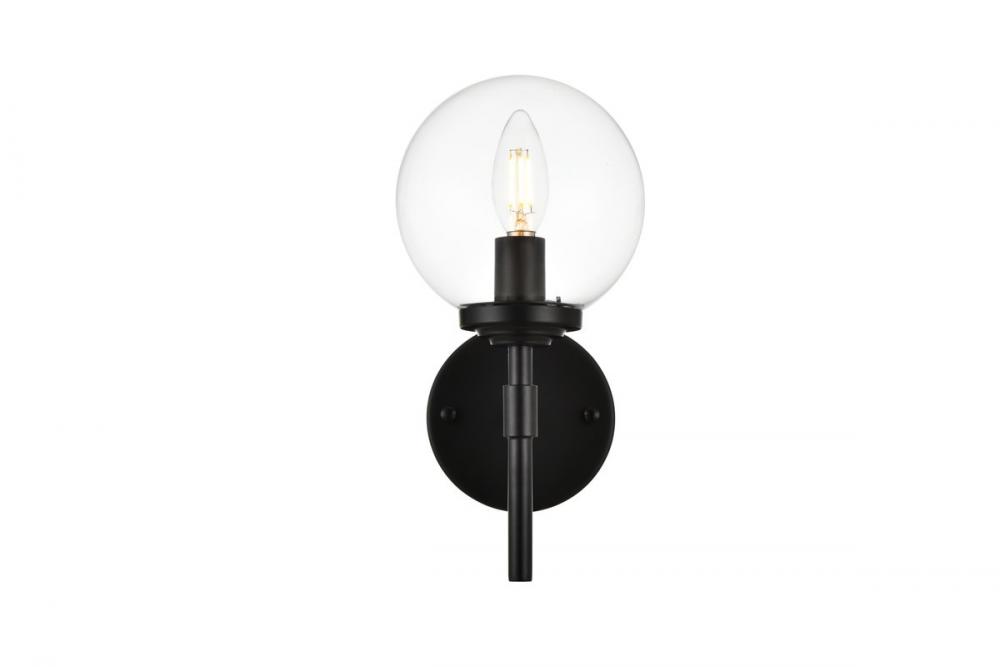 Ingrid 1 Light Black and Clear Bath Sconce