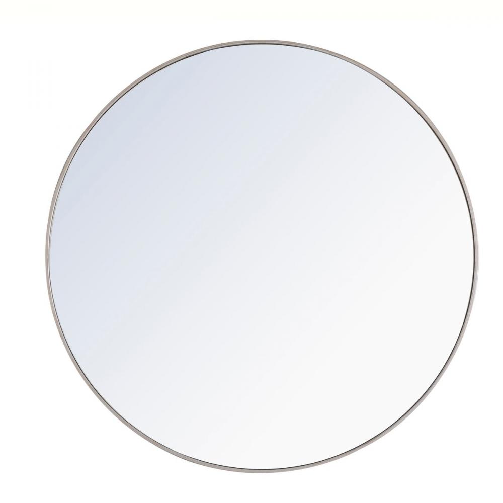 Metal Frame Round Mirror 48 Inch Silver Finish